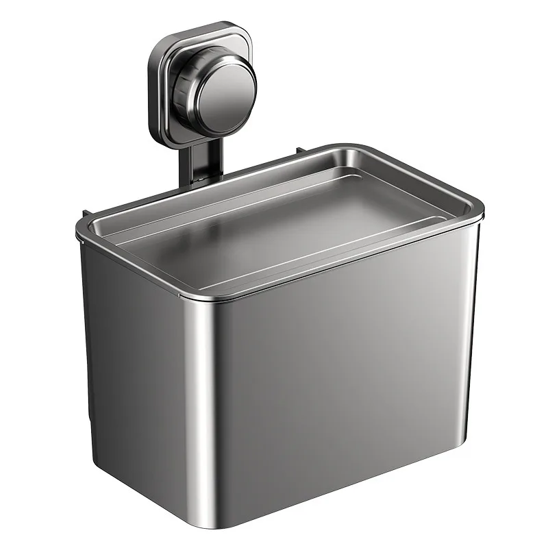 No Drill Suction Cup Bathroom Tissue Box Wall Mount Toilet Paper Organizer