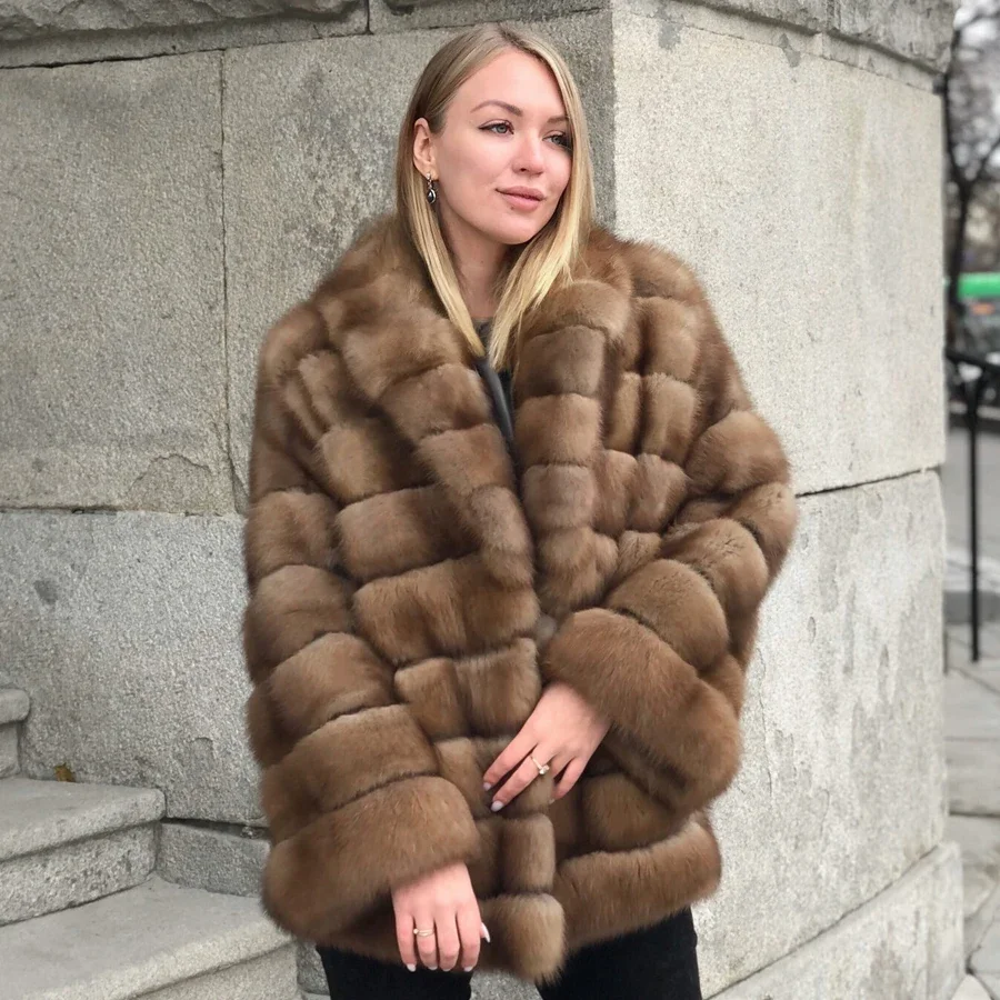 

Winter Coat Fox Fur Jacket Women Long Natural Fox Fur Jackets High Quality Luxury Lapel Real Fur Coats