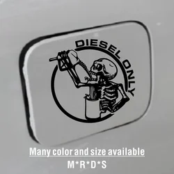 Diesel Only Skeleton Skull Car Sticker Decal for Fuel Tank Cap 4x4 Offroad Truck Auto Vehicle Vinyl Decor