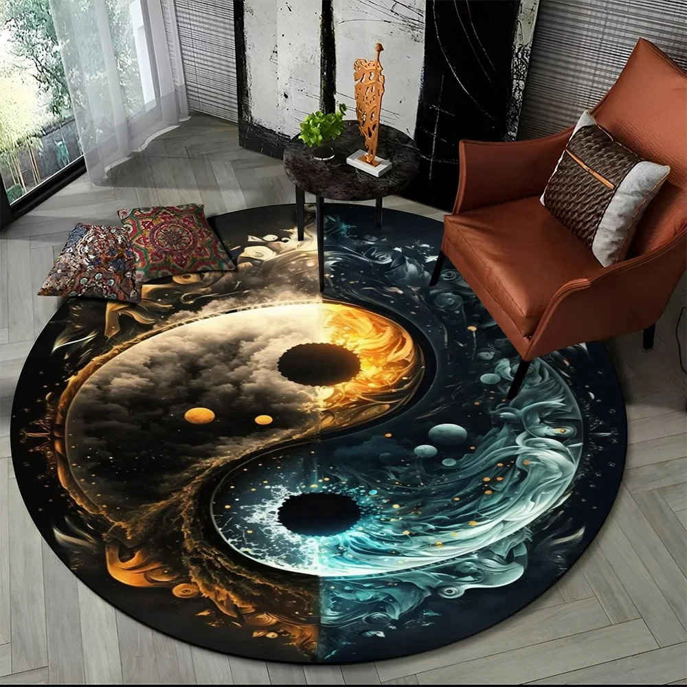 3D Yin and Yang Chinese Tai Chi Round Carpet Rug for Home Decor Living Room Bedroom Children Play Rugs Non-slip Chair Mat