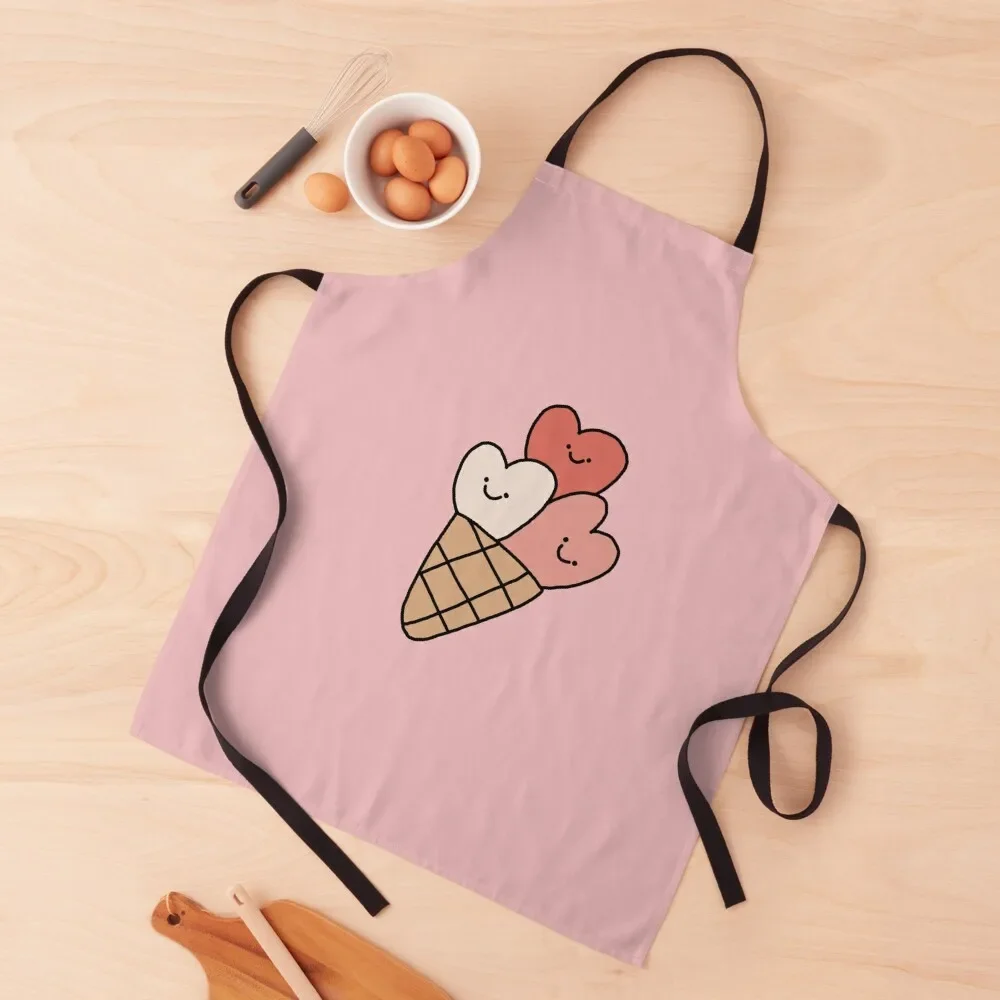 

Ice-cream in Love Apron Waterproof kitchen woman Kitchen Items For Home Women's Dresses Apron