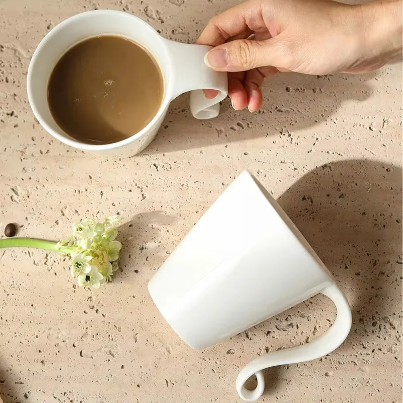 380ml Creative Design of White Coffee Cups Ceramic Cups Concentrated Lattes Drinks Milk Cups Juice Mugs and Household Drinks