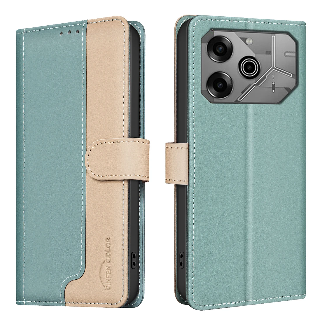 For Tecno POVA 6 / Tecno 6 Pro 5G Phone Case Protective Case Color-Blocked RFID Soft Shell Flip Leather Case