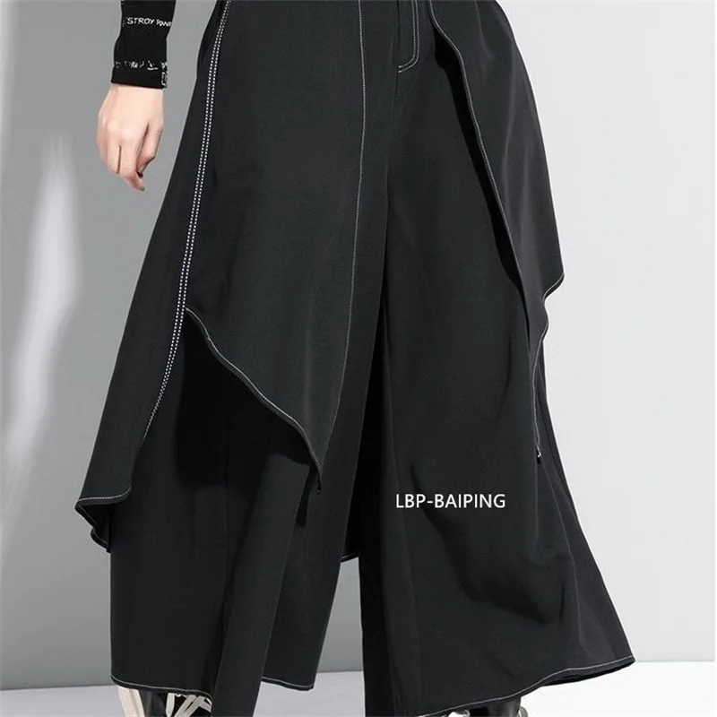 New 2026 Style Extra Layers Design Woman Pants Black Loose All-match Wide Legs Pants Casual Streetwear Hurajuku Trousers Ladies