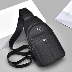 Luxury Brand Chest Pack Men Crossbody Bag PU Leather Chest Bag For Boy Travel Belt Sling Bag Black Brown Messenger Bag Male