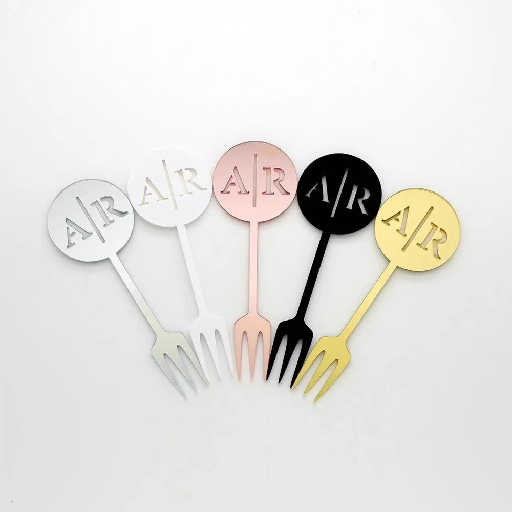 20/50/100pcs Personalized Acrylic Fruit Fork Custom Name Of Groom And Bride Fork 10CM With Wedding Party