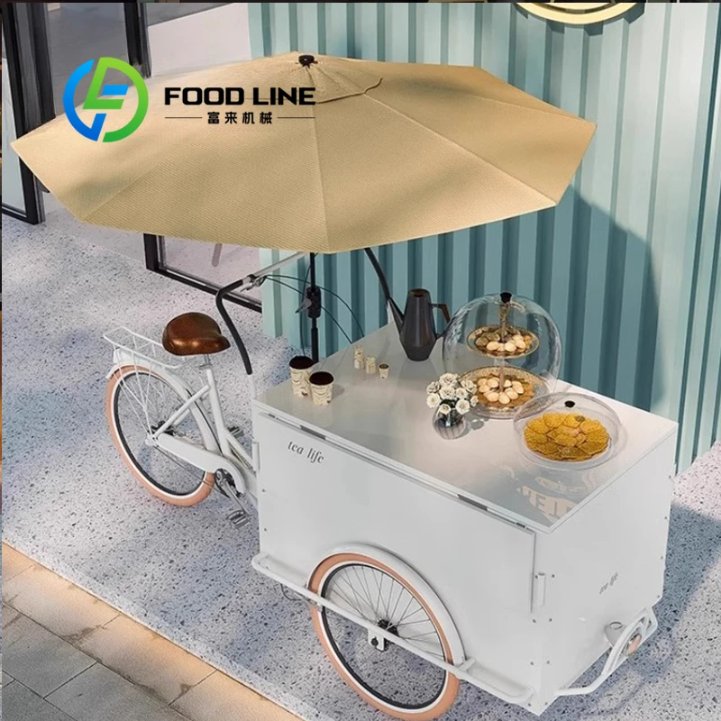 

Индивидуальная дизайнерская черная кофейная тележка 225 см с шкафом для хранения и навесом от солнца для кафе-магазина