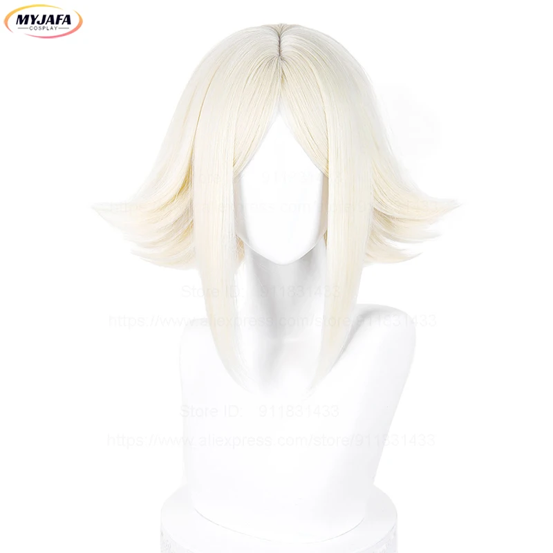 

Высококачественный парик для косплея в стиле аниме Eishia Stilza, 35 см, блонд, термостойкий, из синтетических волос + шапочка для парика