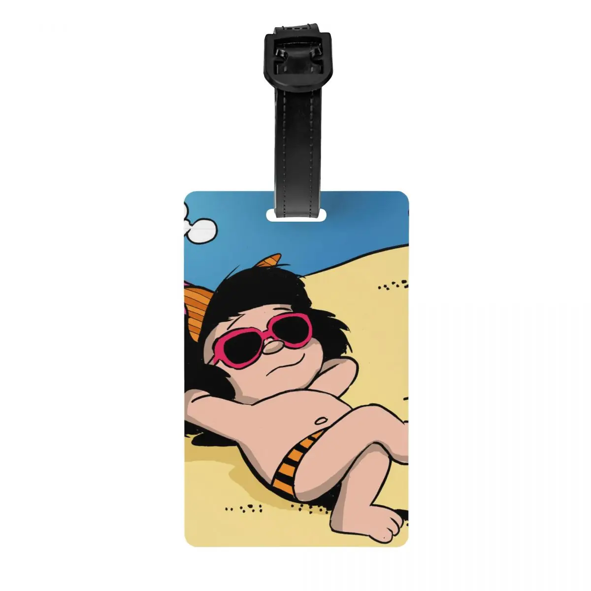 Custom Free Happy Mafalda Luggage Tag With Name Card Cartoon Anime Privacy Cover ID Label for Travel Bag Suitcase