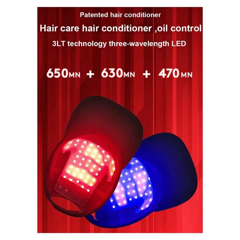 B02C-الأشعة تحت الحمراء أداة نمو الشعر العلاج الطبيعي غطاء رأس الليزر الأحمر الأزرق الضوء جهاز العناية بالشعر الاسترخاء العلاج #6