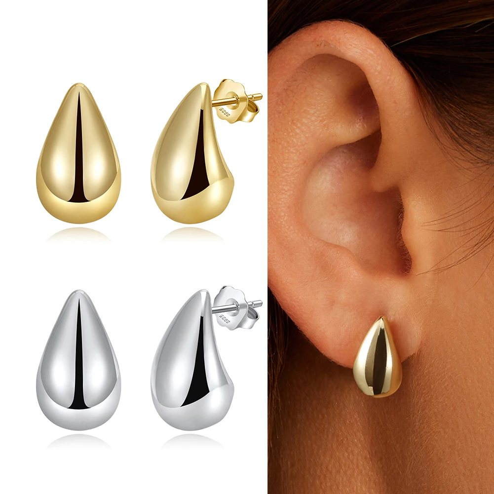 

KISS MANDY 925 Sterling Silver Party Chunky Water Drop Earring for Women Vintage Dainty Teardrop Stud Earrings Jewelry GAE16