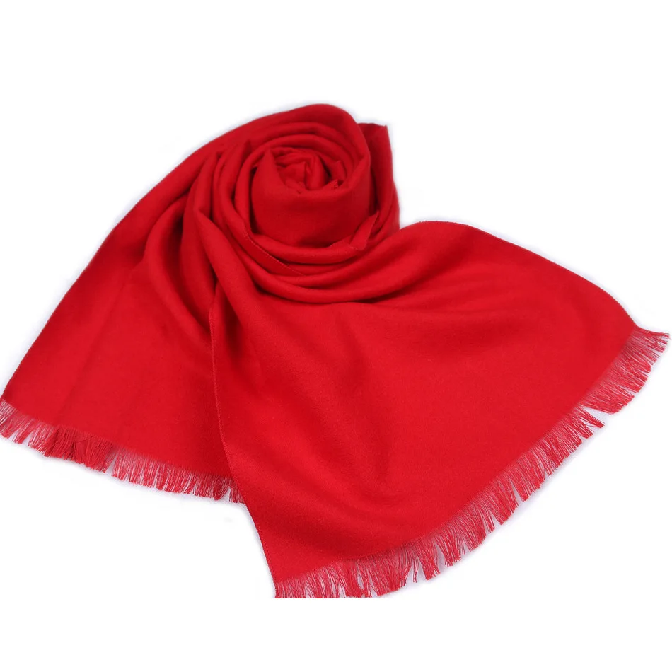 Solid Color Red Luxury Brand Cashmere Scarf for Men Winter Warm Neckerchief Male Business Scarves Long Pashmina