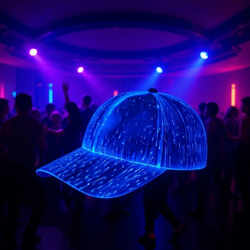 Party Disco Bar Flashing Caps LED Fiber Optic Hat Rechargeable Light Up Night Running Baseball Cap Glow Hat Hip-Hop Luminous Hat