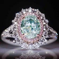 Lussuosi anelli di pietre multicolori di zirconi rosa intarsiati Color argento per le donne brillanti gioielli di fedi nuziali di fidanzamento