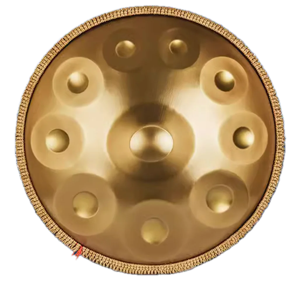 12/14 Notes Handpan Drum in D Minor Kurd 22 Inches Steel Hand Drum with Edge Woven Rattan knapsack Professional Gift