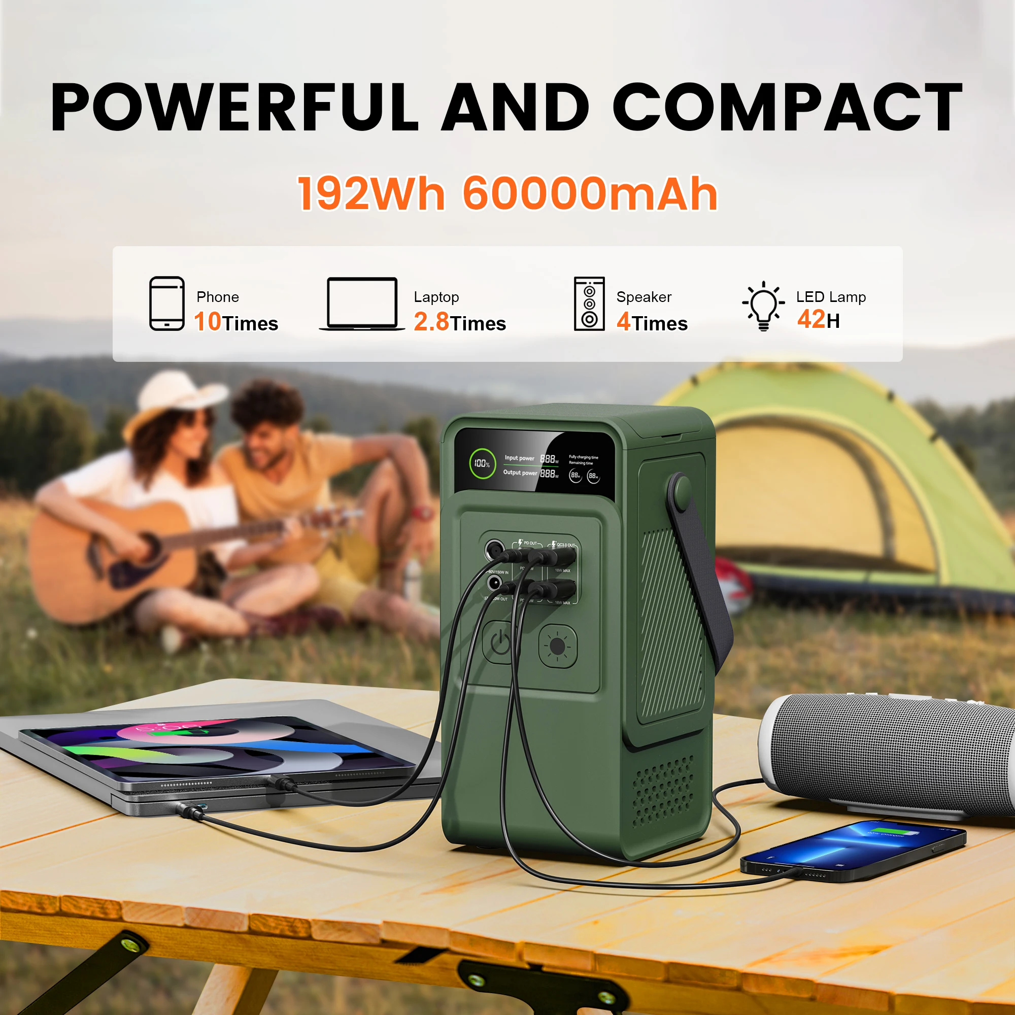 CTOLITY AP200L مولد الطاقة الشمسية 200 واط بنك الطاقة المحمولة 192Wh التخييم LiFePO4 بطارية PD3.1 140 واط شحن سريع للغاية شاحن تيار مستمر