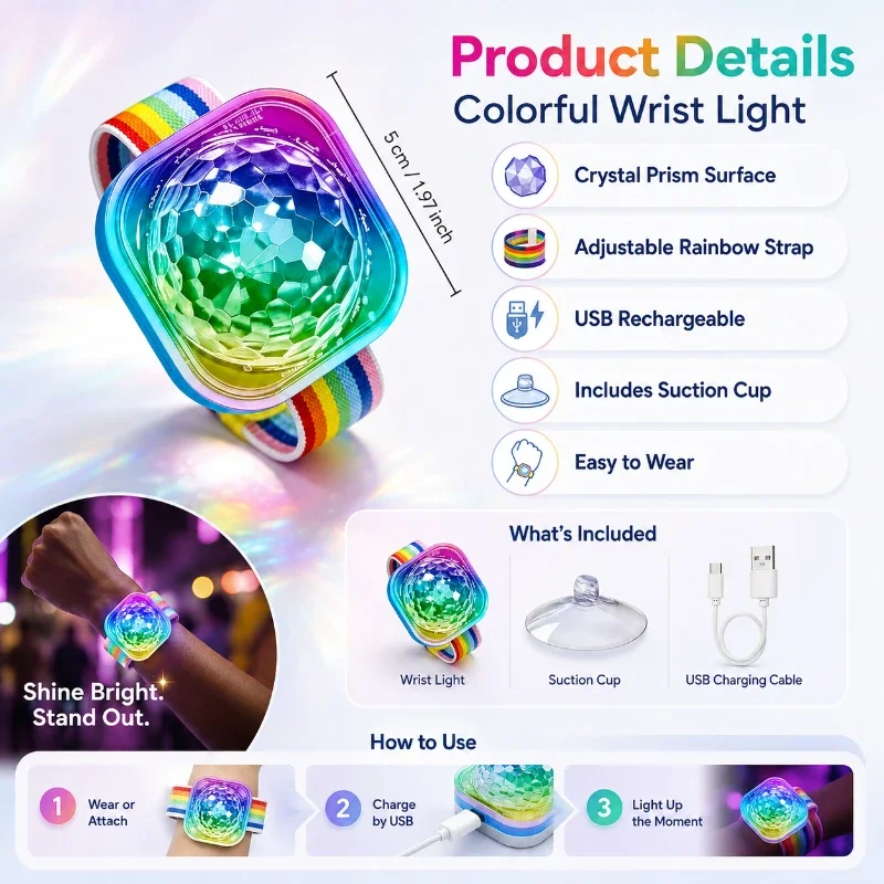 4PCS RGB Sound Control Disco Bracelet Light Wearable Wrist Magic Ball Lamp Portable Stage Lighting For KTV Bar Family Gathering