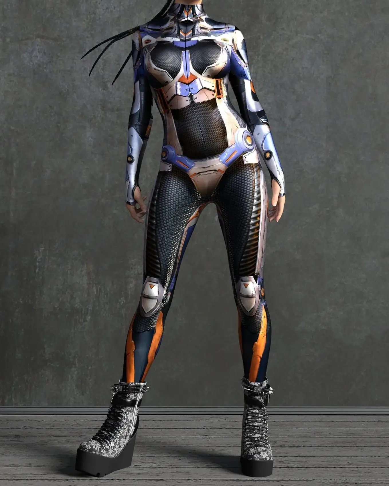 Cooles mechanisches Rüstungs-Cosplay-Kostüm für Frauen, Punk-Bodysuit, elastischer Jumpsuit für Feiertagspartys, ausgefallene Aerial-Yoga-Auftritte, Catsuit – Detail 19
