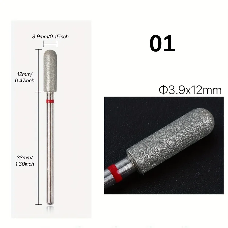 1/5 Uds. Broca de diamante rojo para uñas, fresa para manicura, rebaba rotativa eléctrica, herramientas para cutículas, accesorios