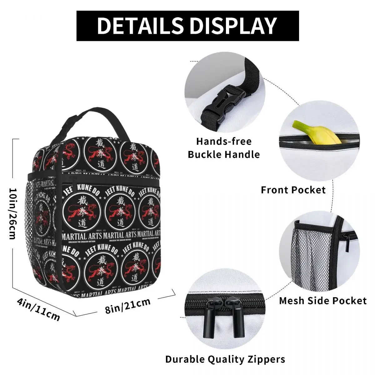 Unleash The Dragon Within Jeet Kune Do Dragon Power Insulated Lunch Bag School Cooler Thermal Food Box Tote Portable Lunch Boxes