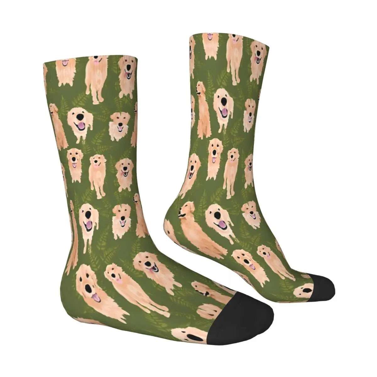 Golden Retrievers And Ferns On Moss Dogs Socks Male Mens Women Winter Stockings Printed