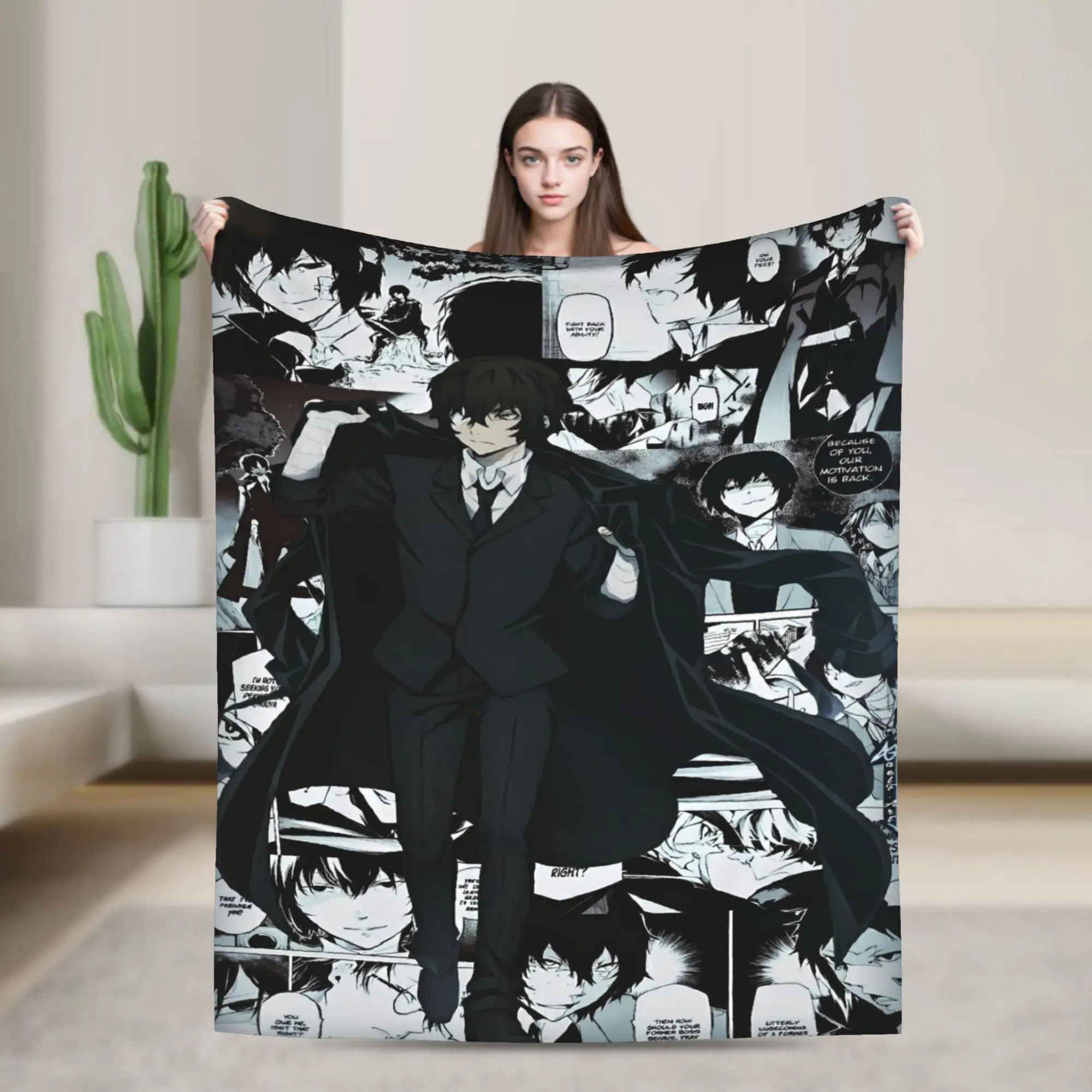 Warm Blankets Travel Dazai Bungo Stray Dogs Throw Blanket  Flannel Bedspread For Home Decor Novelty Sofa Bed Cover