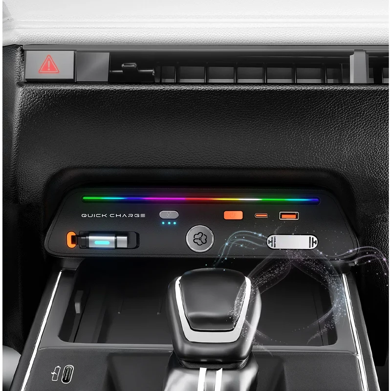 For Toyota Corolla Cross Frontlander Car Fast Charging Hub Charger with Ambient Light Multi-Port USB Type-C Dock Station