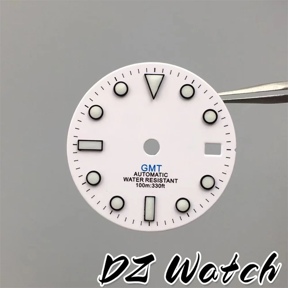 DZ 29mm quadrante bianco blu rosso verde GMT Mark Dial Green Luminous Fit NH34 movimento accessori per orologi strumento di riparazione
