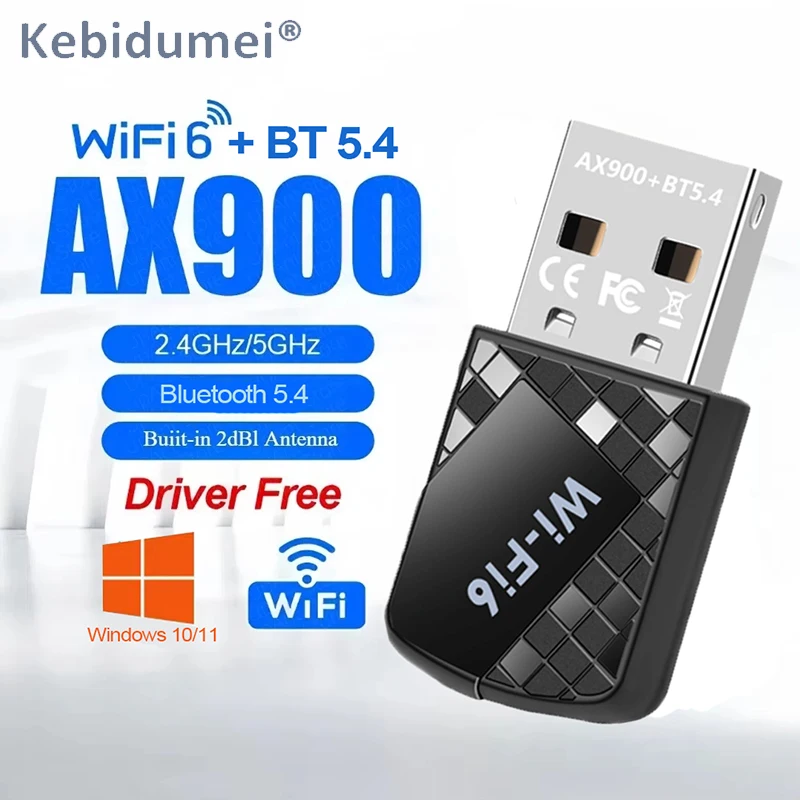 WIFI 6 Adapter AX900 Network Card USB Dongle 2.4G&5GHz Bluetooth 5.4 Signal Reception For PC Laptop Windows 10/11 Driver Free