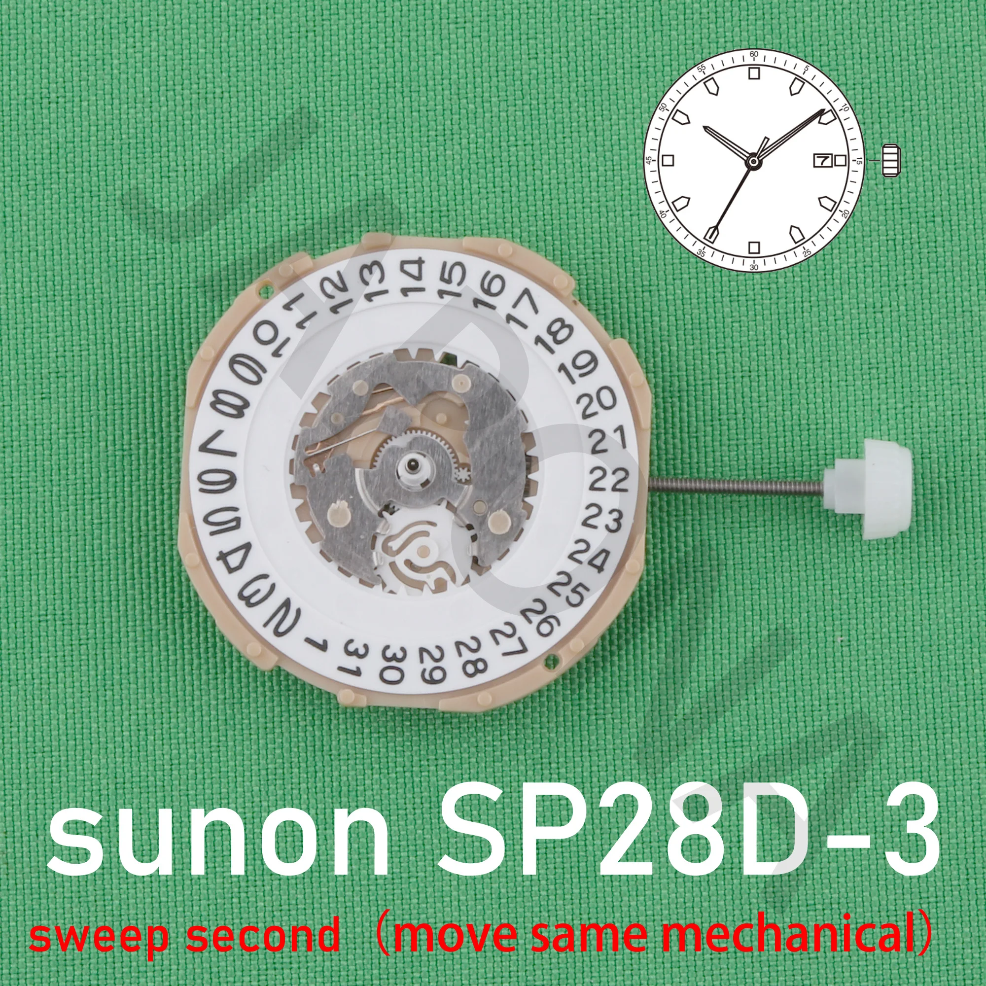 sp28 movement Chinese sunon sp28d-3 movement sweep second movement with date move same machinery movement replace 2115 movement