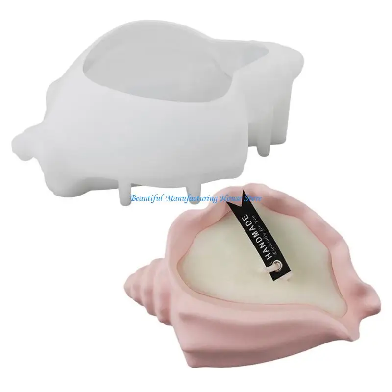 

E56A DIY Silicone Mold Realistic Seashells Scented Resin Molds Unique Conch Plaster Ornament Molds Candlestick Molds