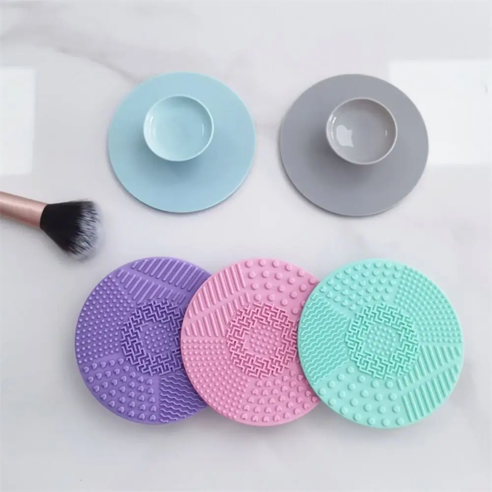 Silicone Maquiagem Brush Cleaning Pad, Beauty Cleaner, Ferramentas de limpeza cosmética, Round Wash Scrubber Board, Acessórios