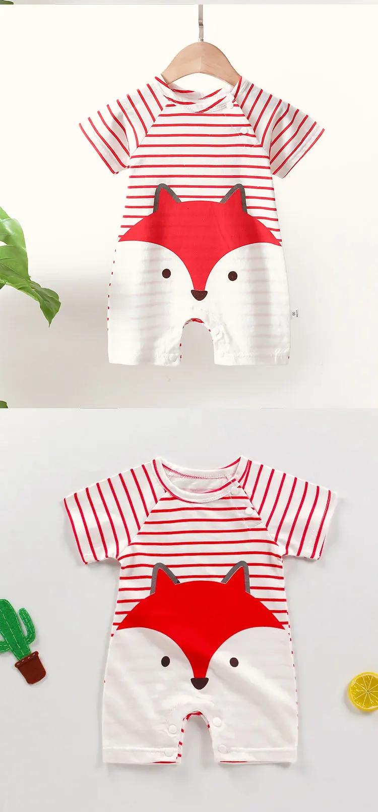 Neugeborenen-Babykleidung Junge Mädchen Babykleidung Baumwoll-Body Sommer Kurzarm-Strampler Säugling Kleinkind Schlafanzug – Detail 7