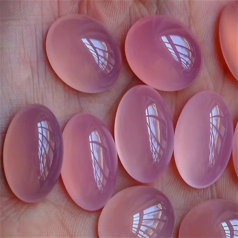 Agate Jewelry Egg Surface A Product Pink Chalcedony Egg Ring Surface Ice-moistened Fluorescent Chalcedony Egg Surfaces