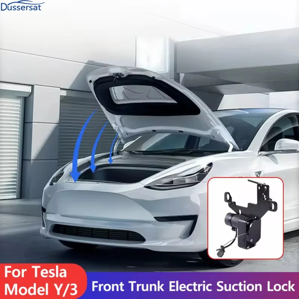 Front Spare Box Electric Lock Soft-Close for Tesla Model 3/Y 2021-2024, Automatic Adsorption, Easy Install, Car Accessories