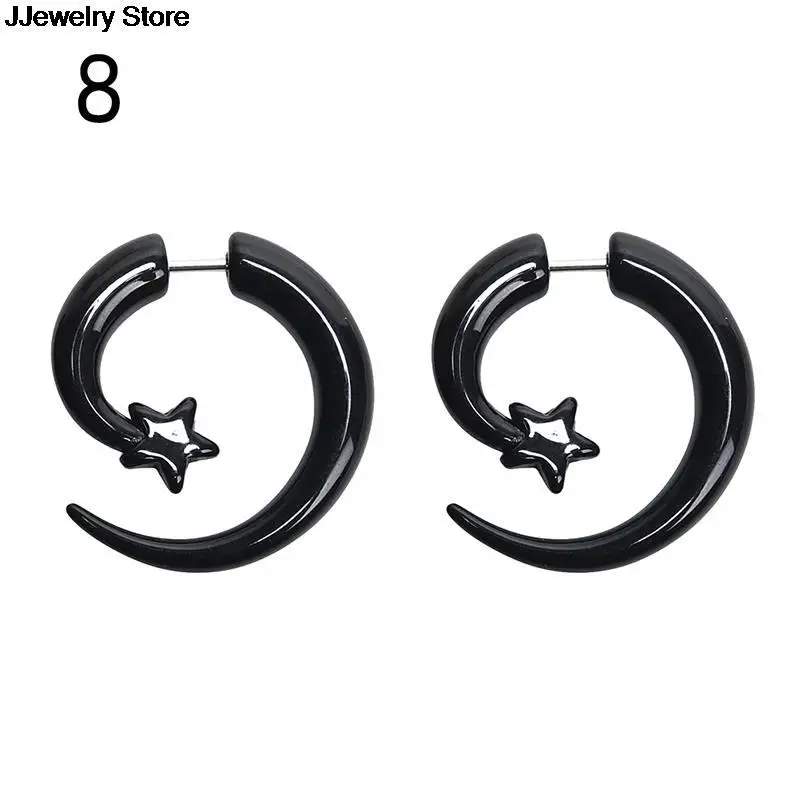 1pair Punk Tribal Spiral Fake Gauges Acrylic Ear Tapers Fake Plugs Horn Stud Earrings Wing Faux Fake Plugs Piercings Body Black
