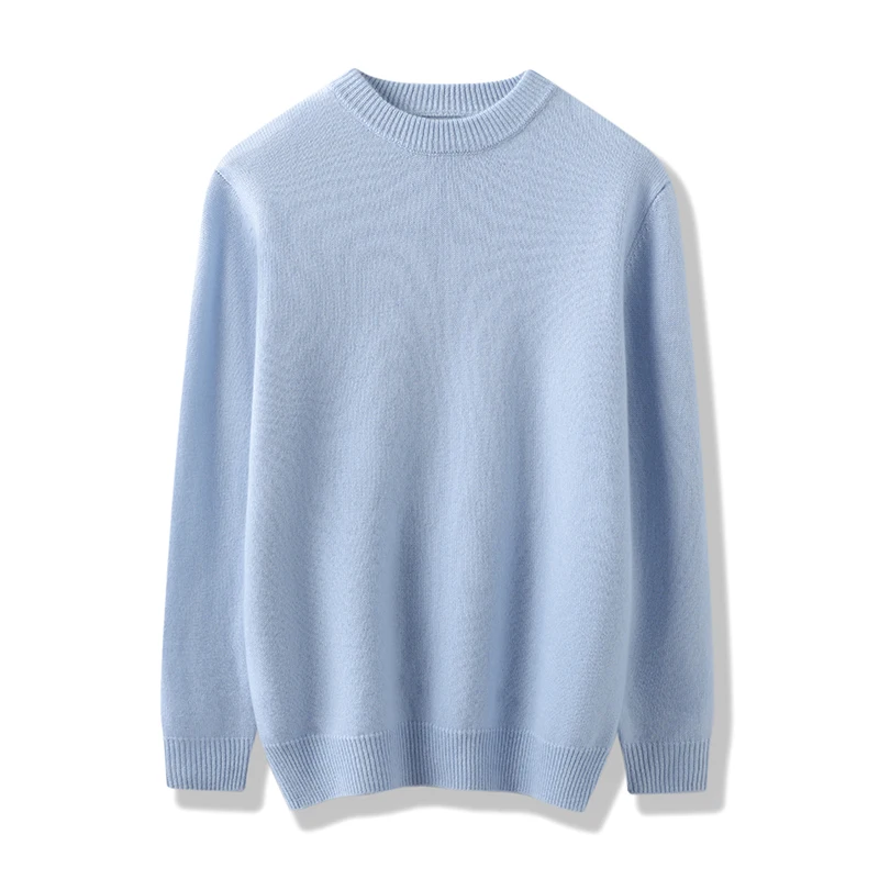 

7-Pin Thickened Men's Sweater 100% Cashmere Double Layer Round Neck Pullover Soft Comfortable Knitted Base Shirt Men's Clothing