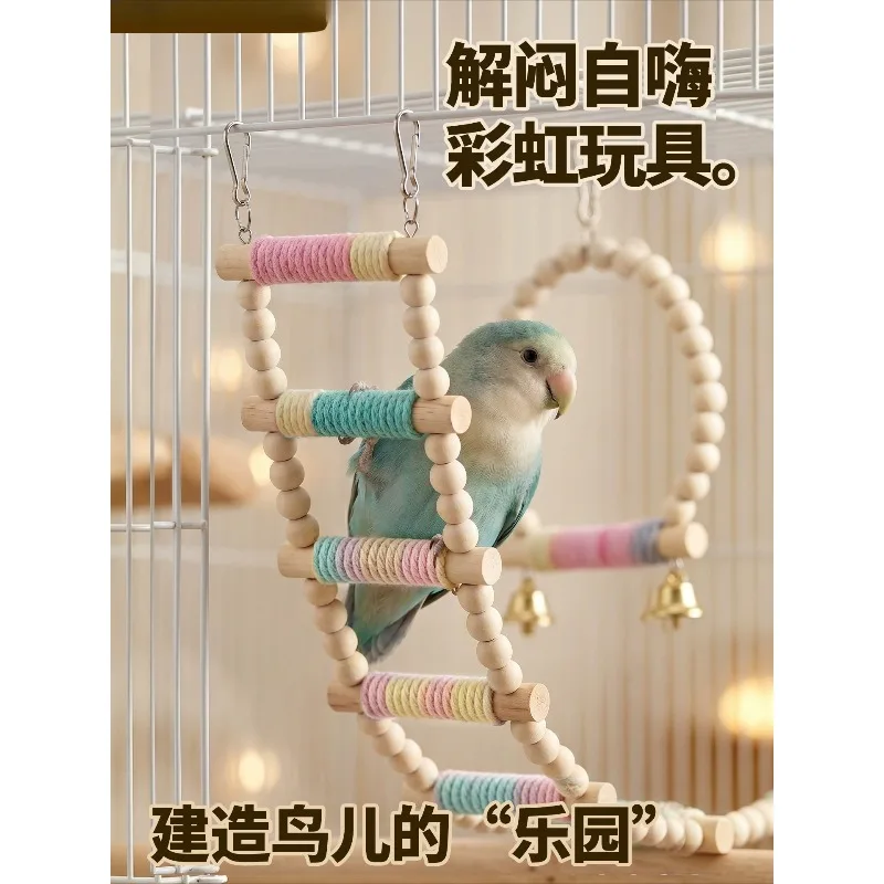 Parrot Play Swing with Climb Ladder, Pet Bird Toy for Lovebird Budgie Conure Daily Entertainment