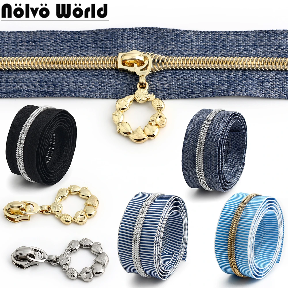 5/20/100PCS Round Fruit Splicing Shape 5# Nylon Zippers Tapes Puller Head For Luggage Backpack Bags Repair Kit DIY Accessories