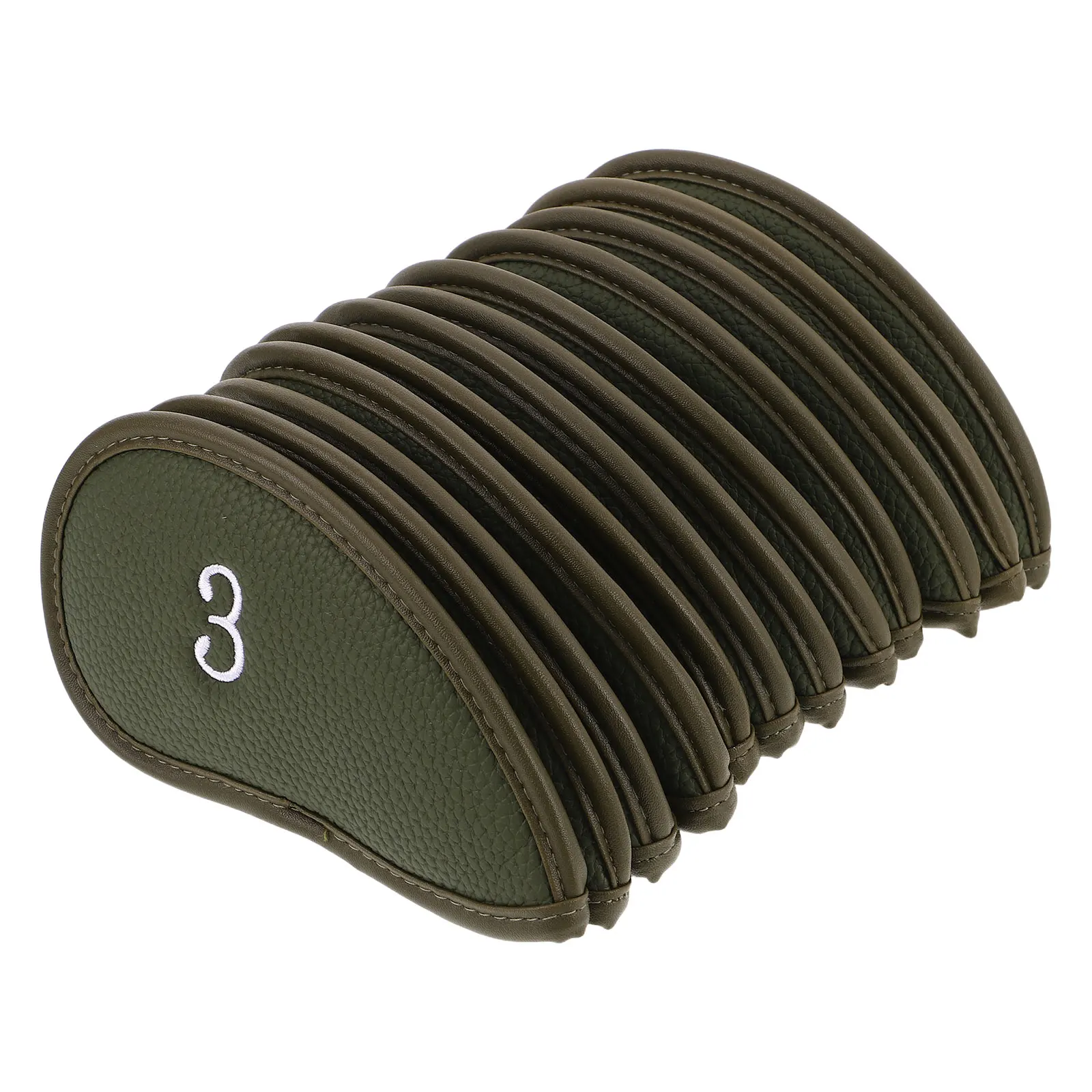 

12 Pcs Golf Club Head Covers Durable PU Iron Protectors Waterproof Fake Putter Fits Golf Enthusiasts