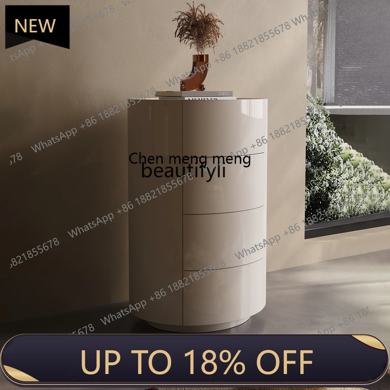 

P178 Bedroom bedside locker modern simple drawer cabinet living room side wall storage cabinet round