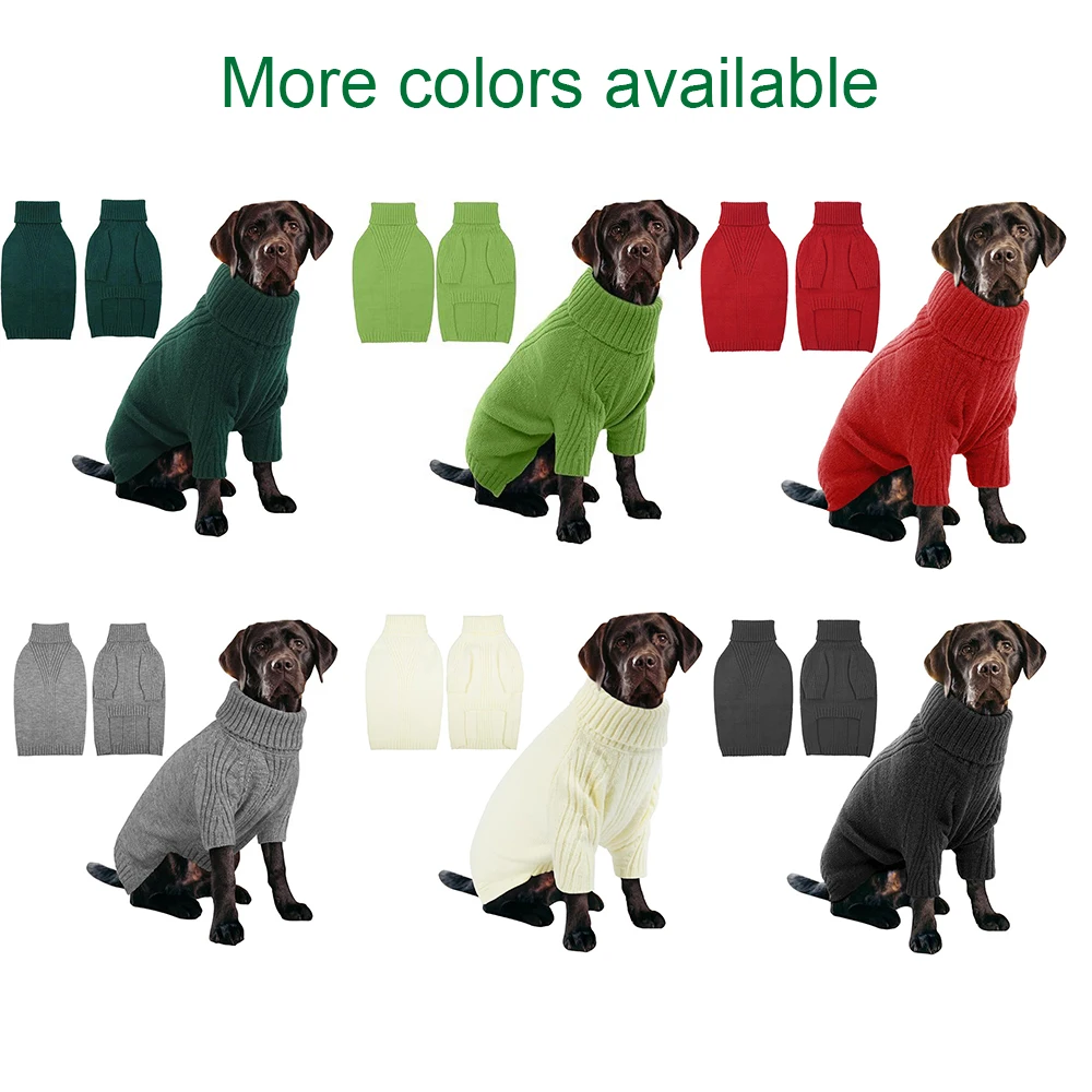 

Dog Turtleneck Sweater for Large Breed Warm Winter Pullover Pet Clothes for Pitbull Labrador Solid Color Christmas Costume Appar