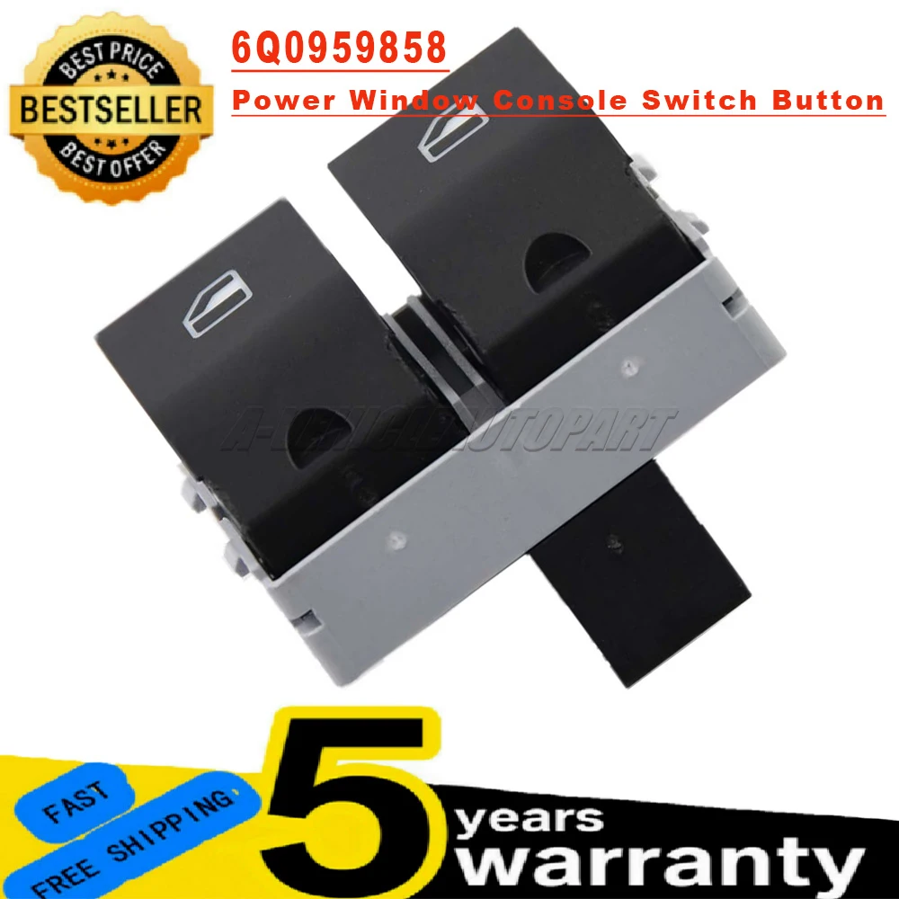 Bouton de commutation de console de fenêtre électrique de voiture, avant ABS, 6Q0959858, 6Q0959858A, VW Seat Ibiza Cordoba POLO 9N 2001- 2009