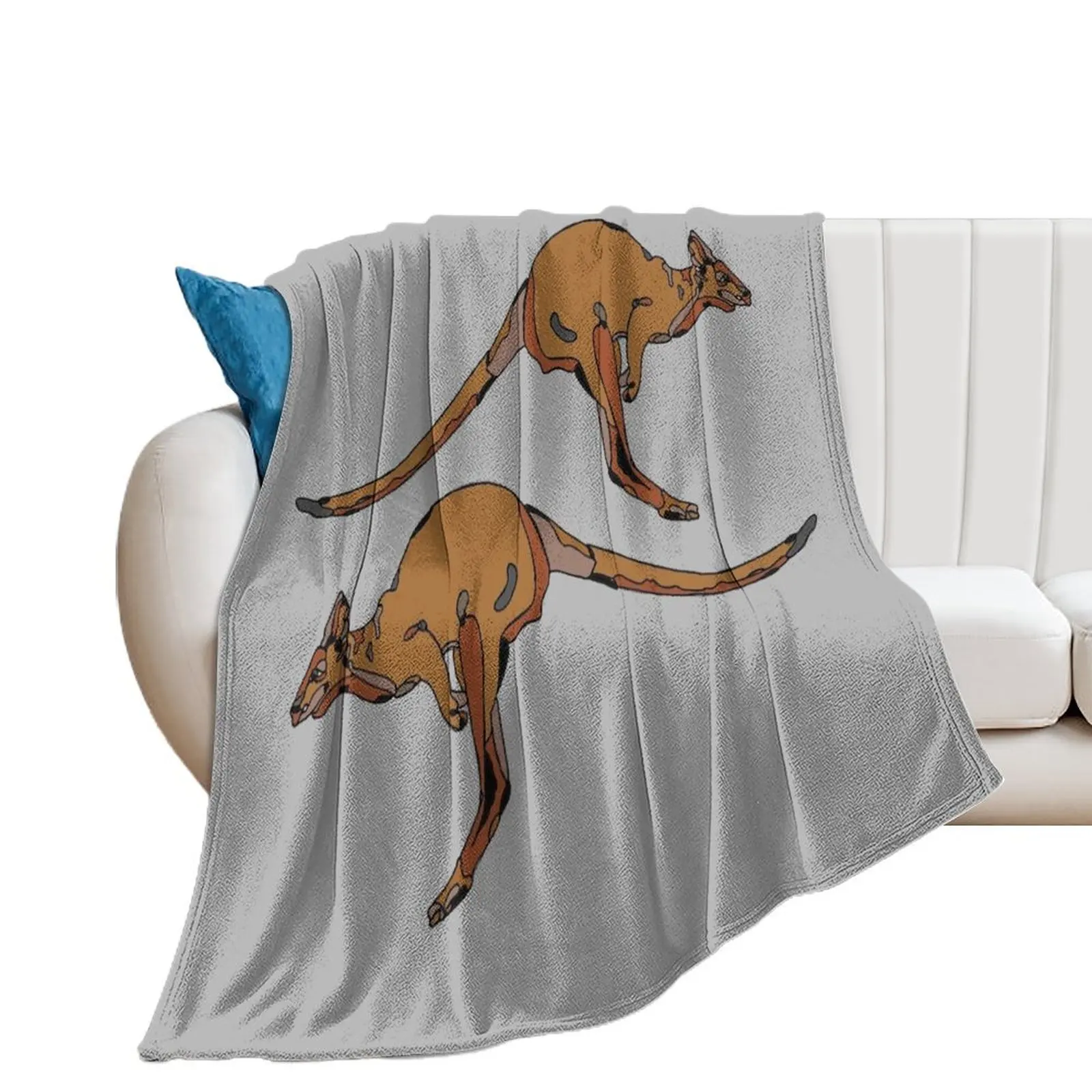 

minimalistic jumping brown australian kangaroo illustration Throw Blanket Decorative Beds Blankets For Bed for sofa Blankets