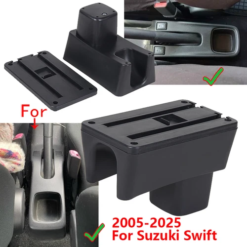 Imagen 2 del producto Para Suzuki Swift caja de reposabrazos para Suzuki Swift 2005-2025 reposabrazos de coche superficie curva caja de almacenamiento de coche fácil de instalar dedicado