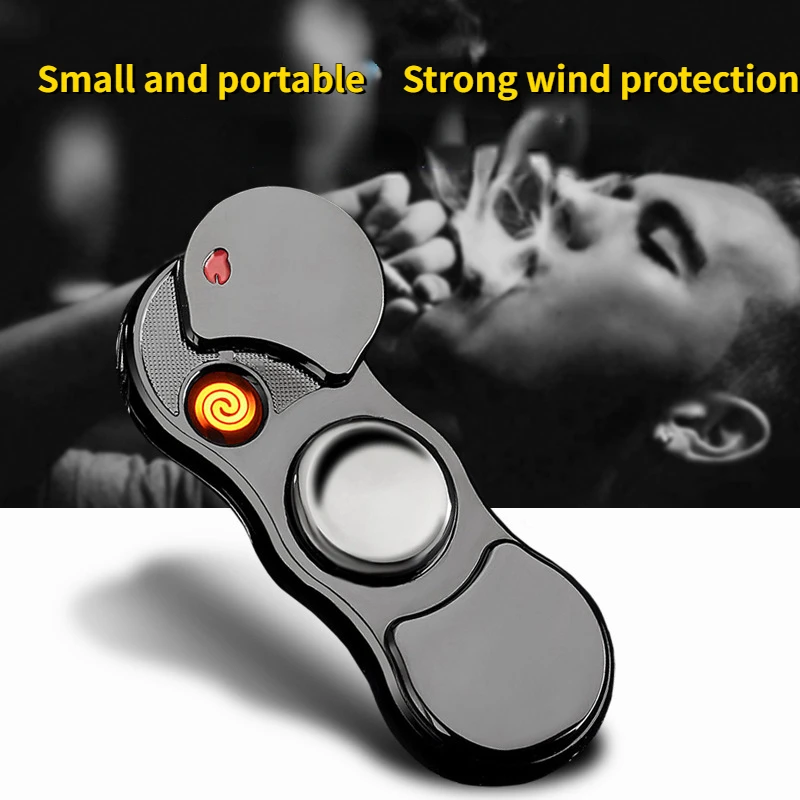 Hot Sale Men\'s Portable Fidget Gyro Lighter USB Charging New Creative Multifunctional Laser Gift for Boyfriend Cigarette Lighter