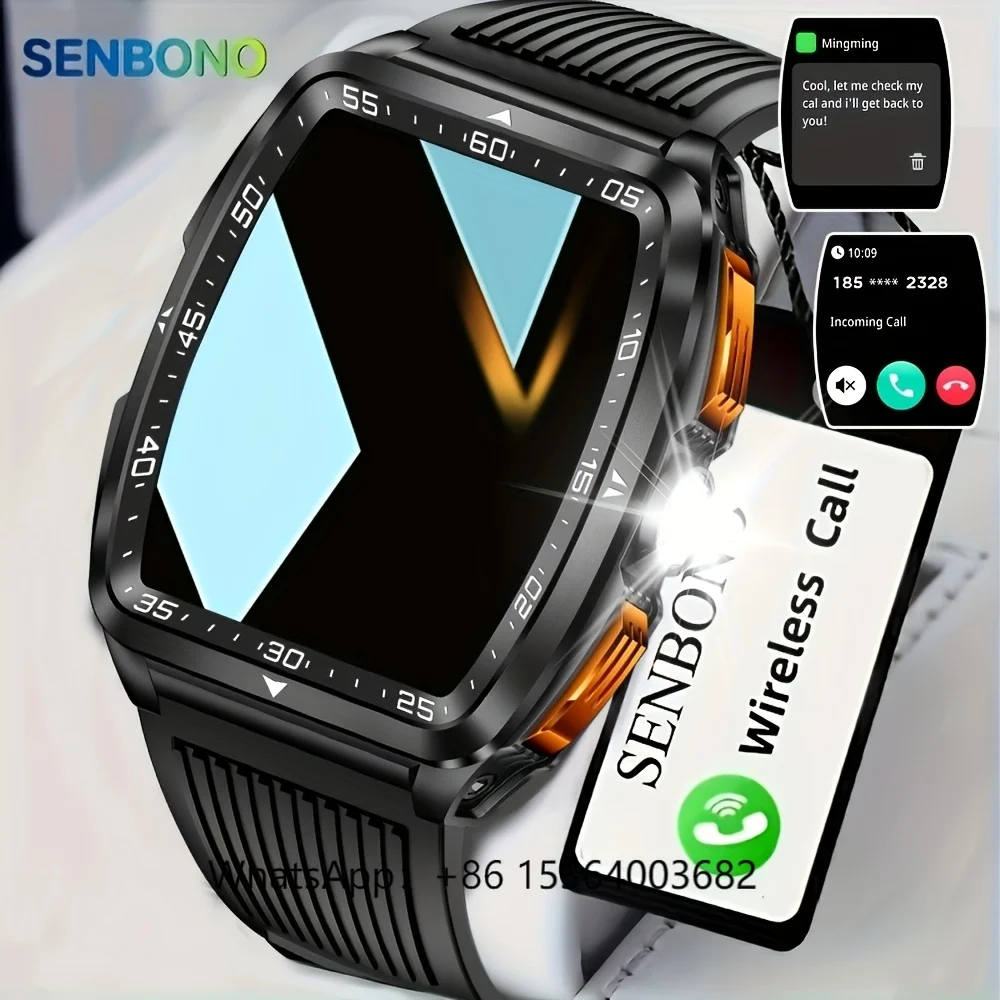 

TJXL-SENBONO KT83 New Men Outdoor Sports Smart Watch BT Call 400mAH Long Standby BFitness Tracker Waterproof Woman Smartwatch Me