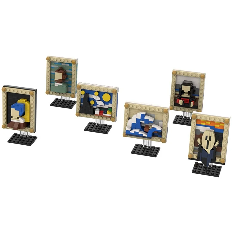MOC Miniatur Kunst Puzzle Bausteine Van Gogh Sternennacht & Mona Lisa Zusammengebaute Kunstmalerei Spielzeug Geschenke