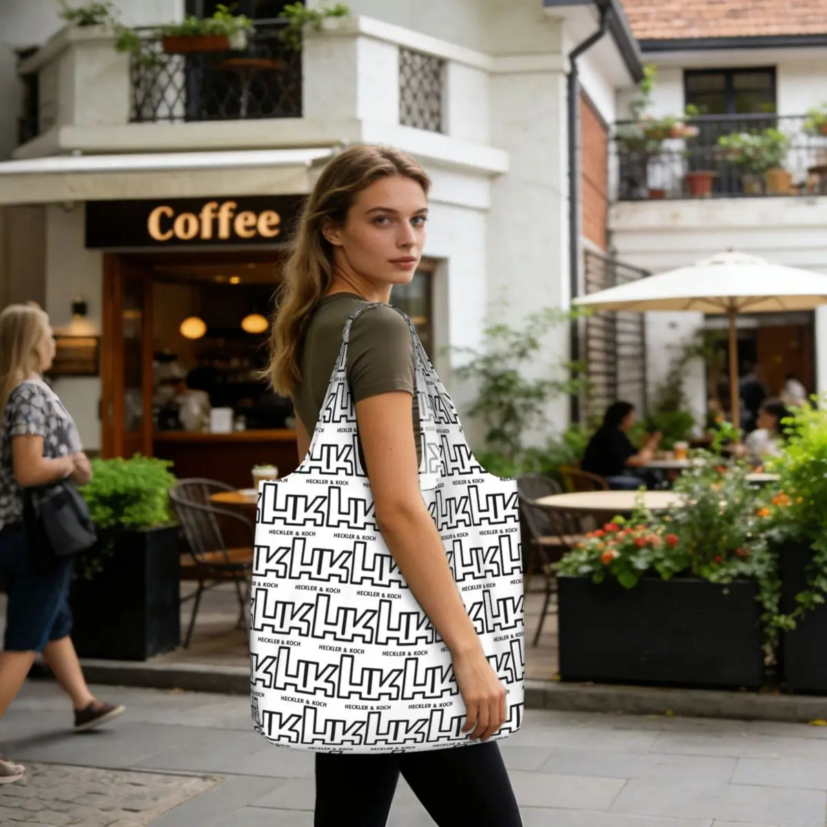 Heckler Koch Hk Logo Shopping Tote Bag Canvas Large Capacity Shoulder Bags Shopper Grocery Handbag for Women