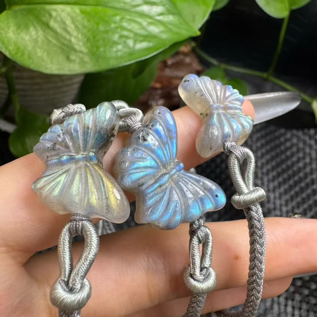 

1 Pc Fengbaowu Natural Labradorite Butterfly Bracelet Crystal Reiki Healing Stone Jewelry Gift For Women Men